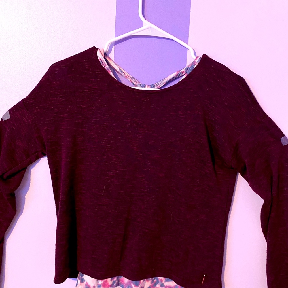 Maroon long sleeve with tank top.